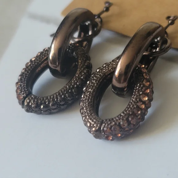 COLDWATER CREEK Chocolate Chain Link Earrings - Picture 2 of 5